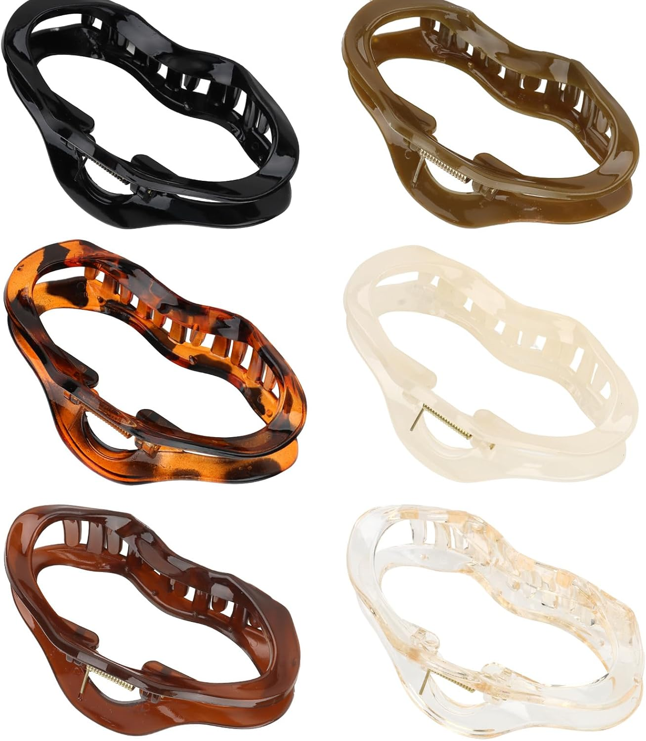 Exipsat Pack of 6 Large Hair Clips, Octopus Hair Clip, Women, Non-Slip Hair Claw for Thick Hair, Hair Styling Accessories for Women and Girls, Neutral Colours image number 1