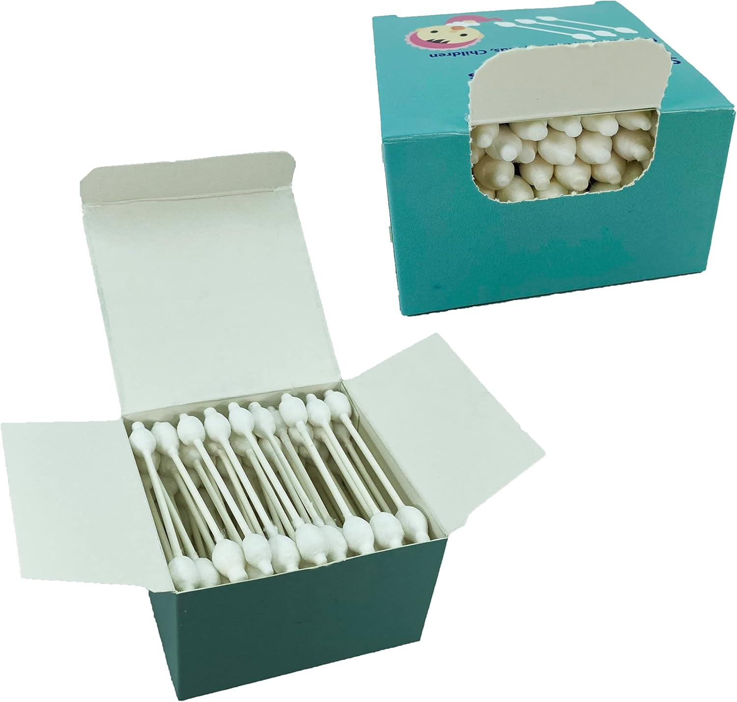 300Pcs CGR Baby Safety Cotton Swabs with Large Tips for Newborn, Babies, Kids, Children, 100% Organic Cotton, White Paper Sticks, 5 Pack of 60 Swabs Total(5 Paper Boxes) image number 1