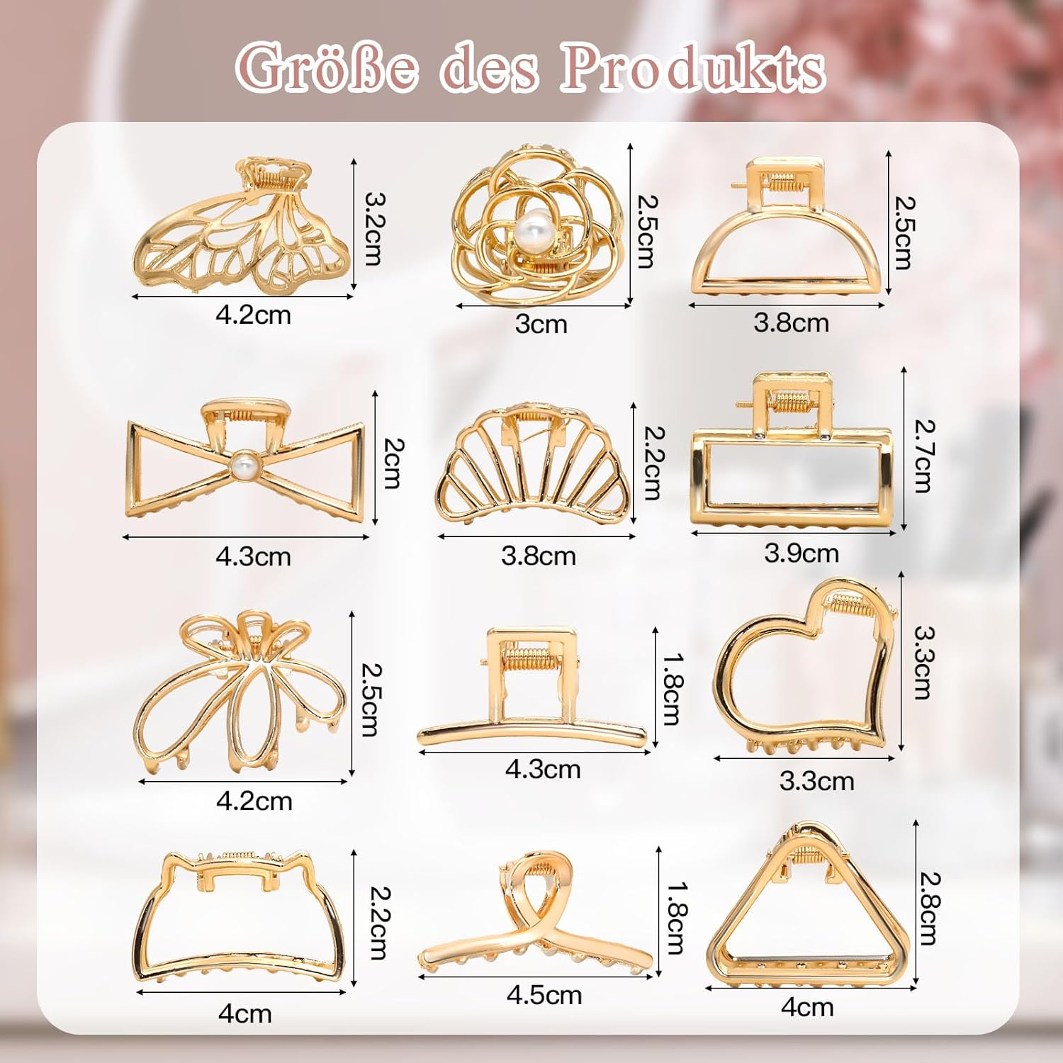 ZOCONE Pack of 12 Hair Clips Small Gold Hair Clips Women'S Metal Hair Clips Small Hair Clips for Thin Hair Elegant Claw Clips for Small to Medium Hair Buns image number 5