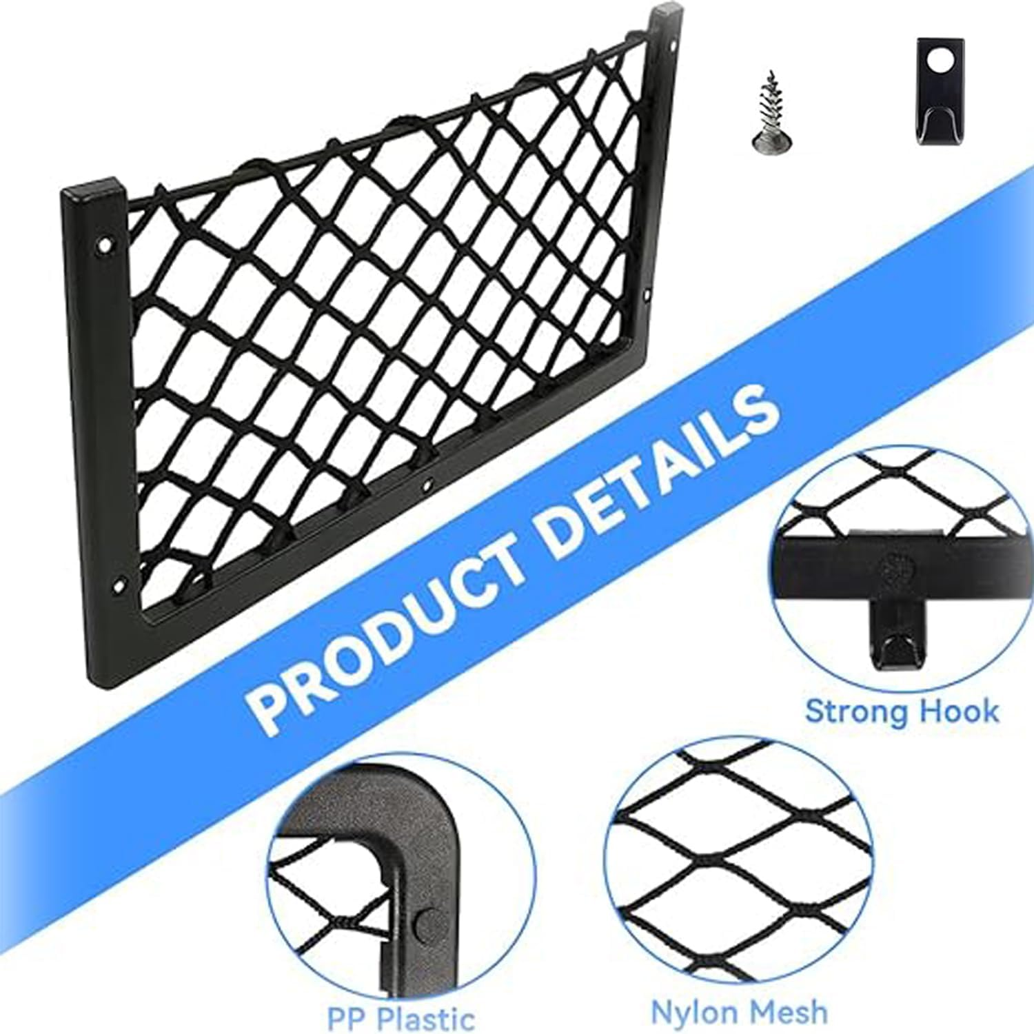 WEZCHUGHAOL Car Campervan Storage Nets 4Pcs, Elastic Mesh Organizer with Durable Plastic Frame &ndash; Fits RV Motorhome Boat Van Truck Accessories (Black) image number 4