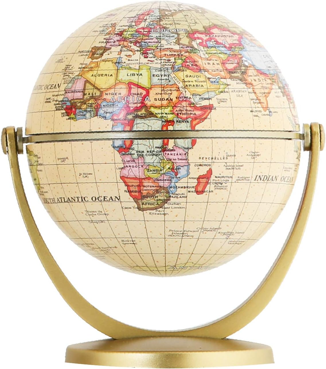 Exerz 10Cm Antique Globe - Mini Globe - Vintage Colour Modern Map (Diameter: 10Cm)