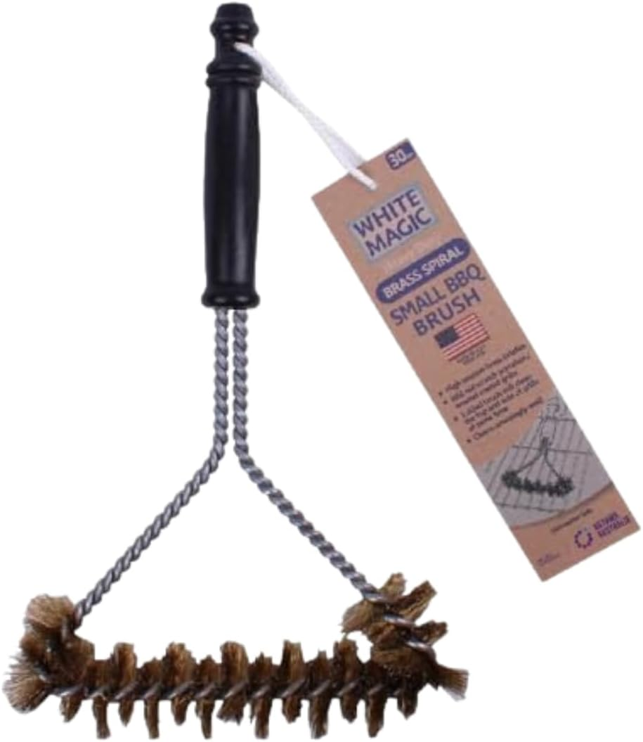 White Magic Small Brass Spiral Barbecue Brush &ndash; Made in USA, Dual-Bristle Design, Durable Brass Bristles, Scratch-Free for Enamel & Porcelain Grills, 30Cm image number 3