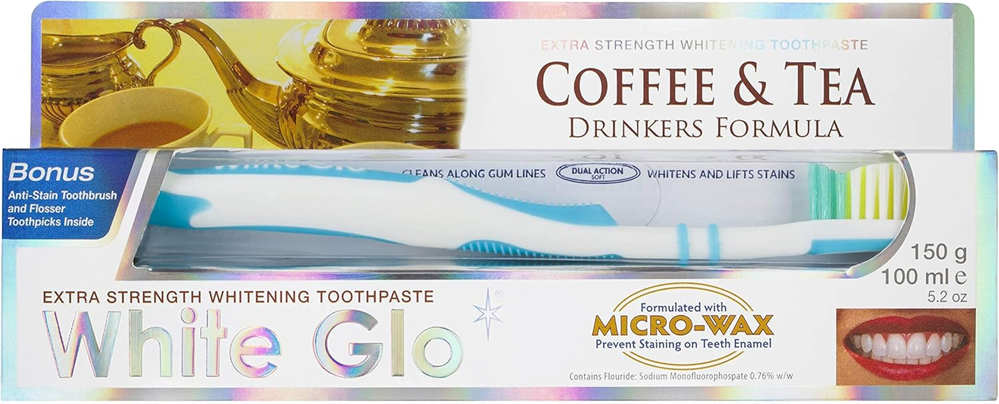 White Glo Coffee & Tea Drinkers Formula Whitening Toothpaste with Whitening Toothbrush 150 G image number 3