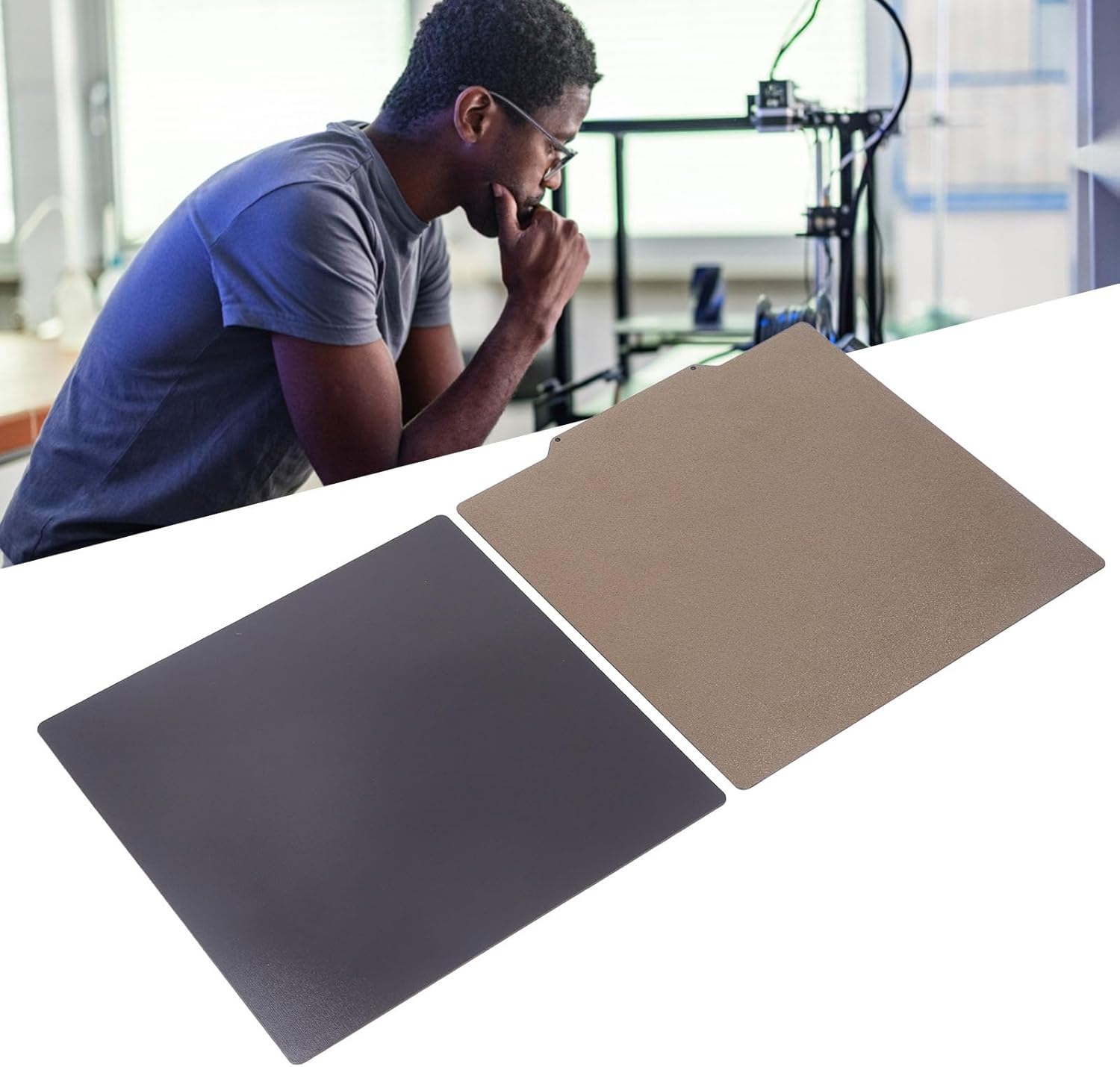 3D Printer Build Plate 300X300Mm CR10 Magnetic Build Plate Smooth Carbon Fiber PET Textured Spring Steel Sheet with Magnetic Base image number 1