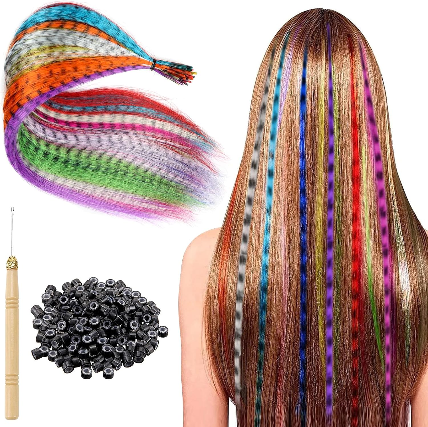 Hair Strands for Clip-In Hair Extensions, 52 Pieces, Hair Extensions, Clip-In Extensions, Colourful Hair Strands, Hair Extensions, Hair Extensions for Girls and Women image number 1