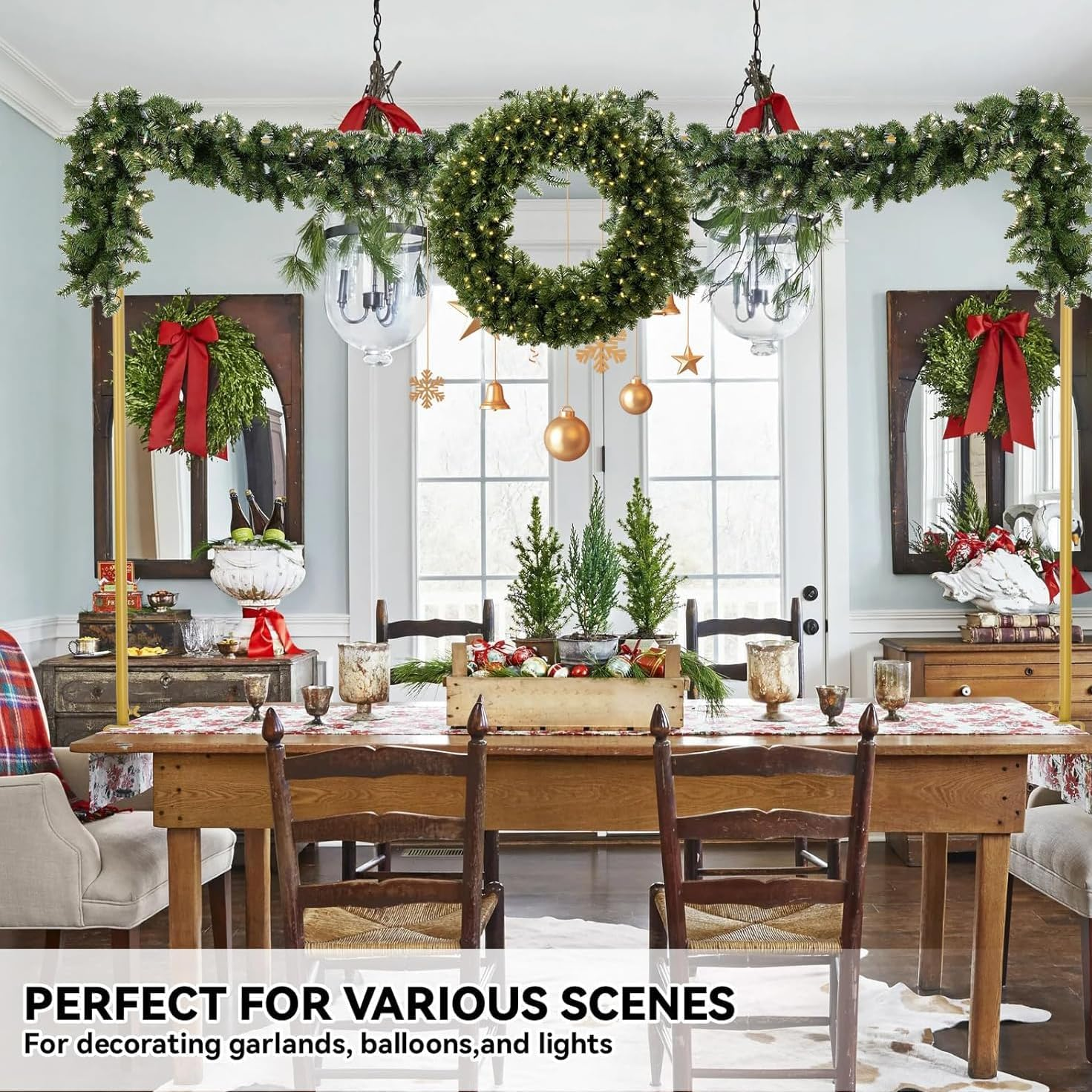 Table Rod Stand with Clamps Adjustable 40-120 Cm Tall 80Cm-260 Cm Length,Gold Metal Balloon Arch Stand,Perfect for Wedding Decor,Arch Backdrop, Parties,Wedding Arch, and Celebrations image number 6