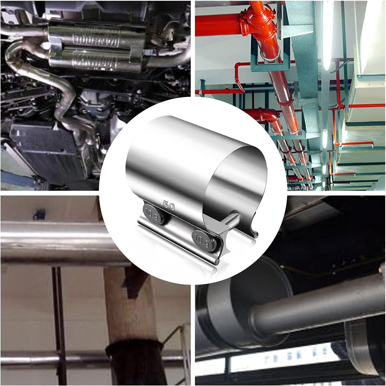 Tnuocke 1.75" Butt Joint Band Exhaust Seal Clamp Sleeve,45Mm Stainless Steel Exhaust Sleeve Band for Exhaust Pipe, Muffler,Manifolds,Coupler H-031-45 image number 4