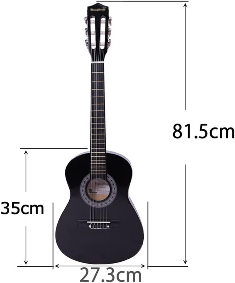 30 Inch Classical Guitar Kits for Beginner Kids & Adults Rosefinch 6-String Acoustic Guitar with Bag Capo Strap Picks Tuner Nylon String (Black)
