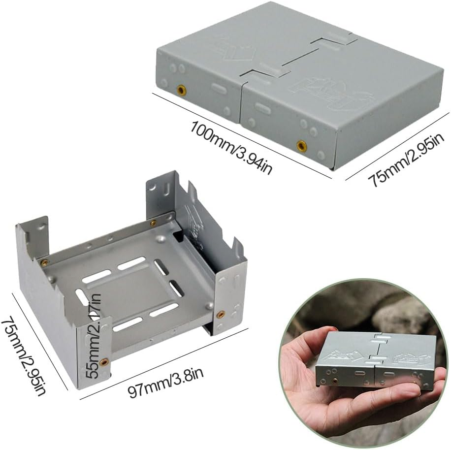 Mini Camping Stove, Foldable Portable Cooker, Mini Alcohol Cooker, Pocket Cooker, Suitable for Outdoor, Picnic, BBQ, Camping, Hiking, Travel, Pack of 2, with 4 Camping Stove Wind Deflectors image number 2