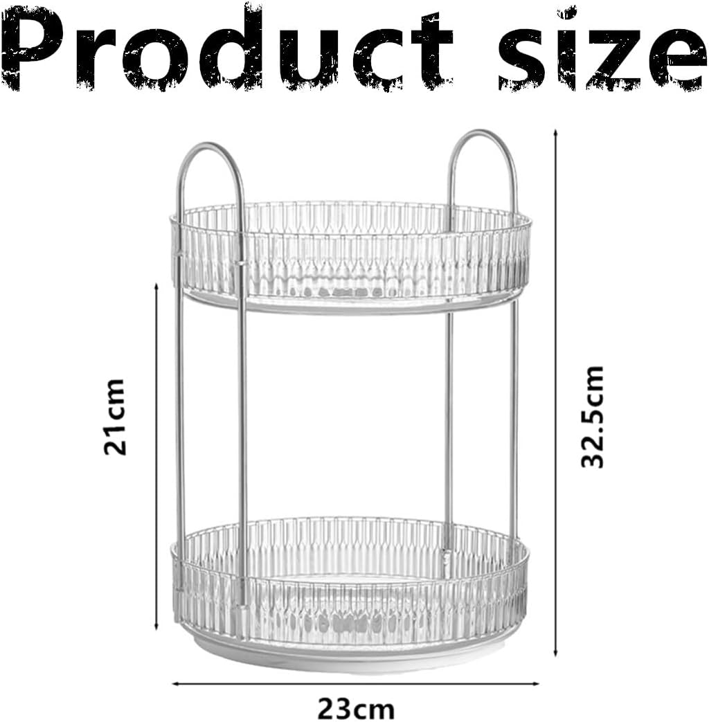 360&deg;Rotating Bathroom Counter Organizer 2 Tier Cosmetic Storage Box Perfume Organizer Fits Cosmetic Vintage Storage for Bathroom Dresser Perfume, Lipsticks, Makeup Brushes, Clear image number 5