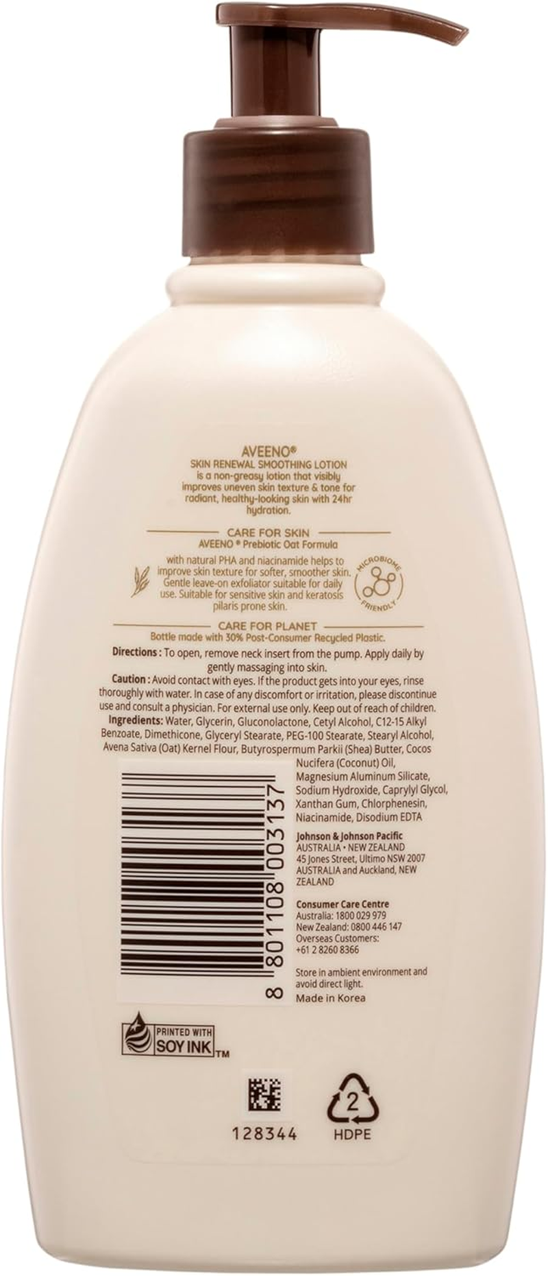 Aveeno Skin Renewal Smoothing Fragrance Free Body Lotion 24-Hour Hydration Dry Rough Bumpy Sensitive Skin Natural PHA 354Ml image number 1