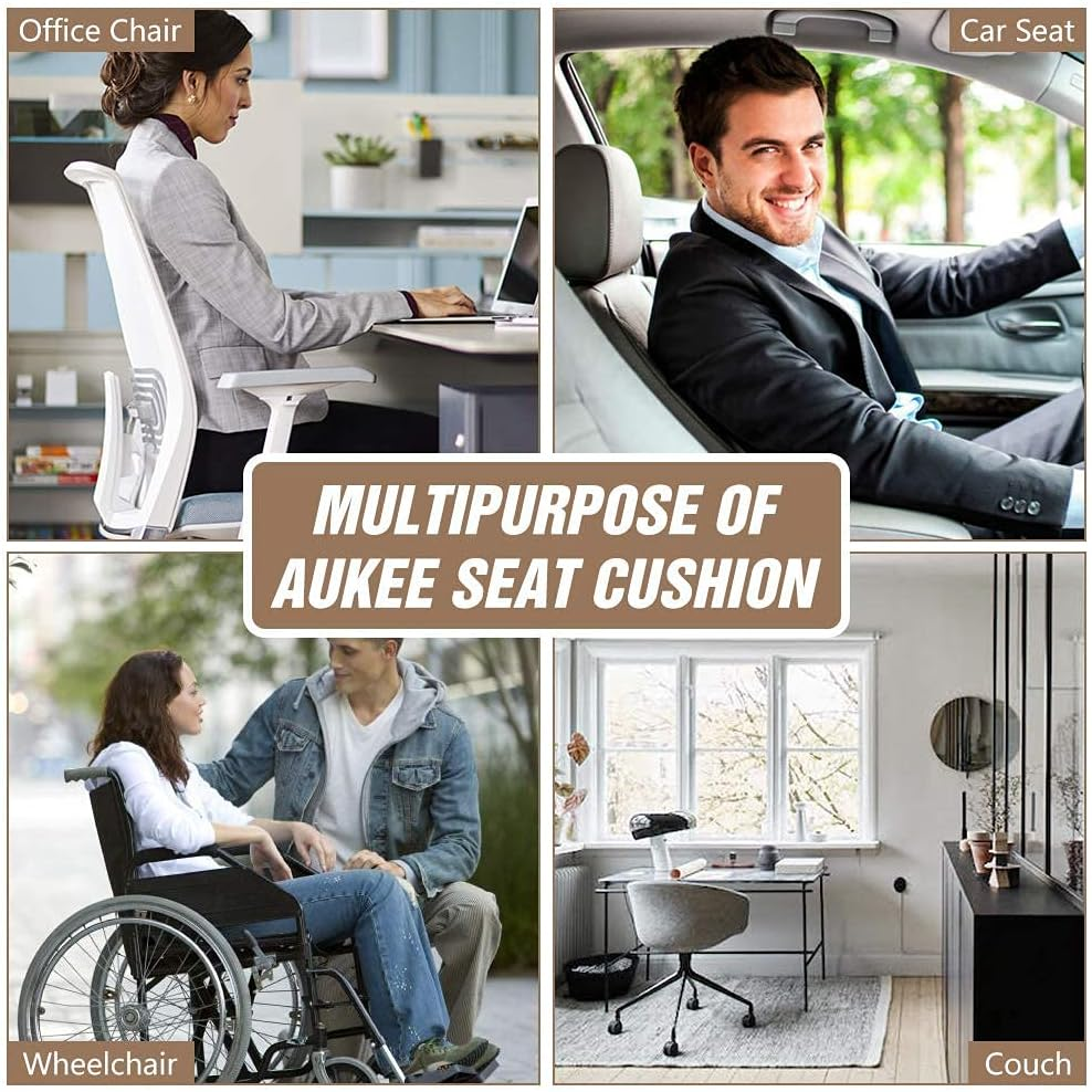 MYFAMIREA Car Seat Cushion Pad Sciatica Pain Relief Comfort Seat Protector for Car Driver Seat Office Chair Home Use Memory Foam Seat Cushion with Non Slip Bottom Black - Dark Gray image number 3