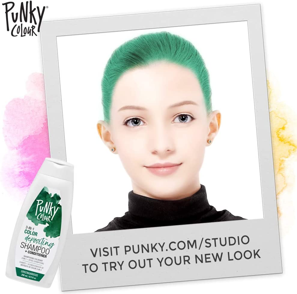 Punky Colour 3-In-1 Color Depositing Shampoo + Conditioner, PC91071, Greengarious, 250 Millilitre image number 2