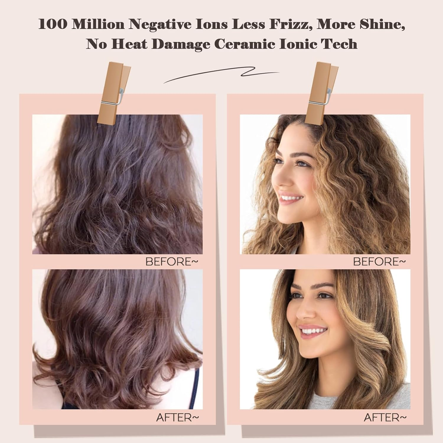 Dual Voltage Hair Dryer Travel Hair Brush , Hair Curler Small Hair Straightener Brush with European Plug Adapter for International Travel, 5 in 1 Hot Air Styler & Dryer for Drying Straightening Curl Brush image number 1