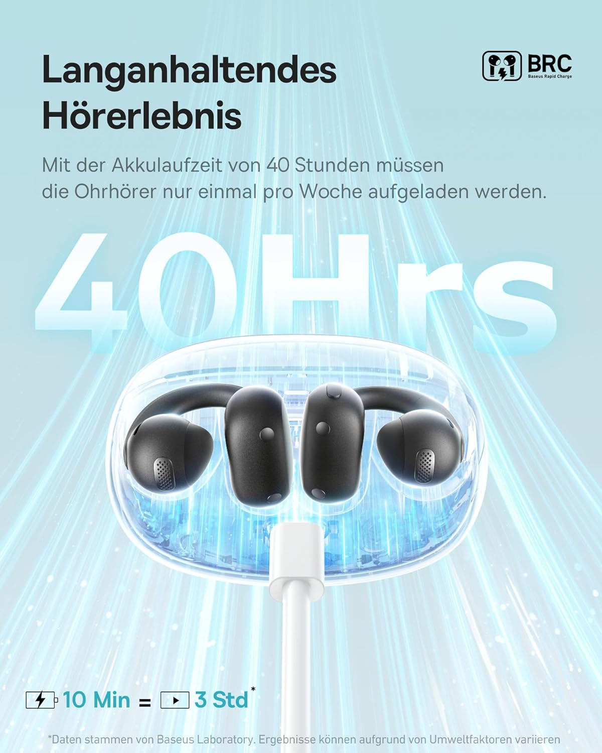 Baseus Bowie MC1 Open Ear Headphones, Ear Clip with Impressive Sound, Adaptive Bass Enhancement, Bluetooth 5.4, Noise Cancelling for Calls, IP57, 40H Battery, 5.2G Buds - Interstellar Black image number 1