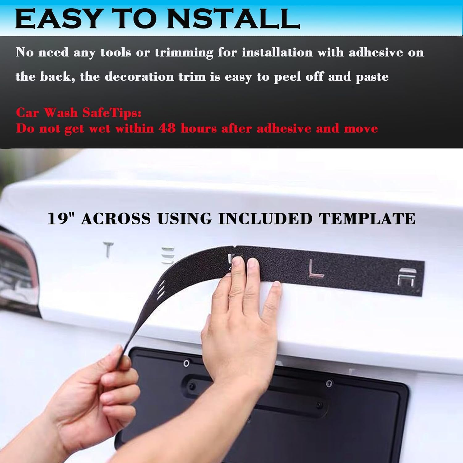 YHCDSEA 3D Raised for Tesla Tailgate Insert Letters Emblems ABS Material Compatible with Tesla Model 3 Y S X Series Accessories (Matt Black) image number 3