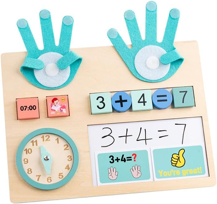 Montessori Toys for Toddlers Age 3 4 5, Wooden Math Learning Board with Numbers & Clock, Educational Preschool Toys for Kids, Fine Motor Skills Counting Toy Boys and Girls image number 6