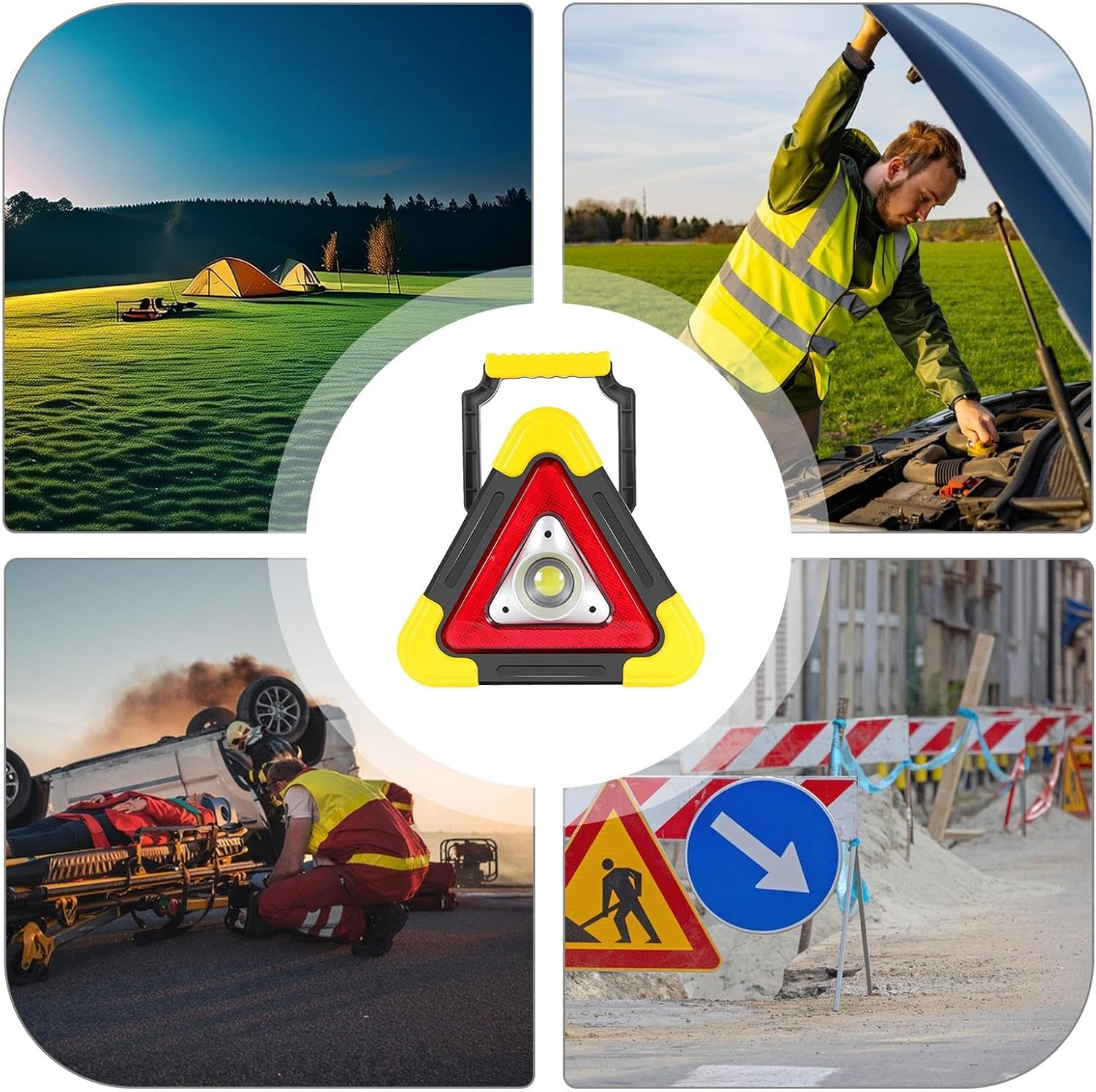 LED Triangle Lights,Multifunctional Solar Car Warning Triangles - Portable Safety Triangle with 4 Modes, Warning Light for Trucks, Vehicles, Accident Repairing, Hazard image number 2