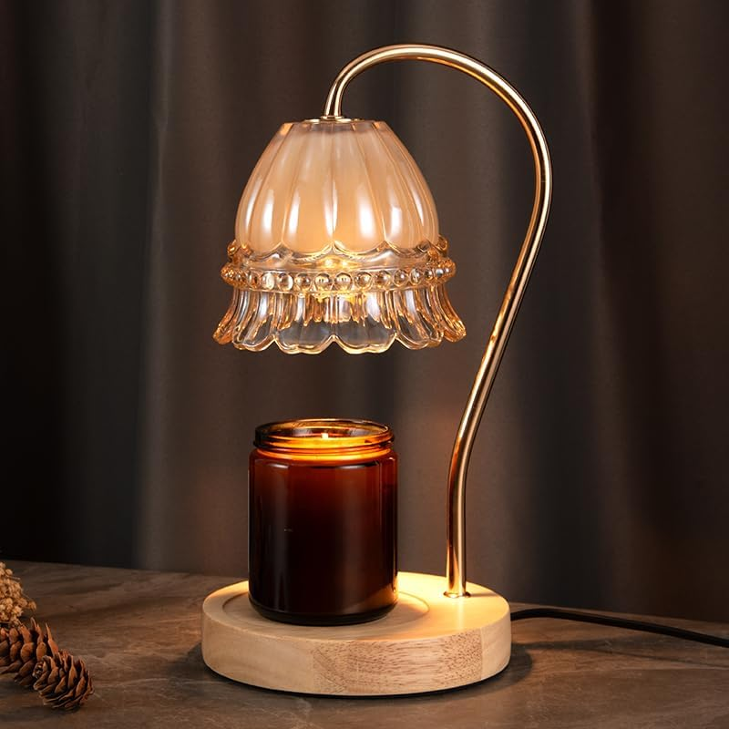 Candle Warmer Lamp with Timer，Vintage Bedroom Home Decor Warmer，Brightness Adjustable for Jar Scented Wax Melts with 2 Bulbs image number 5