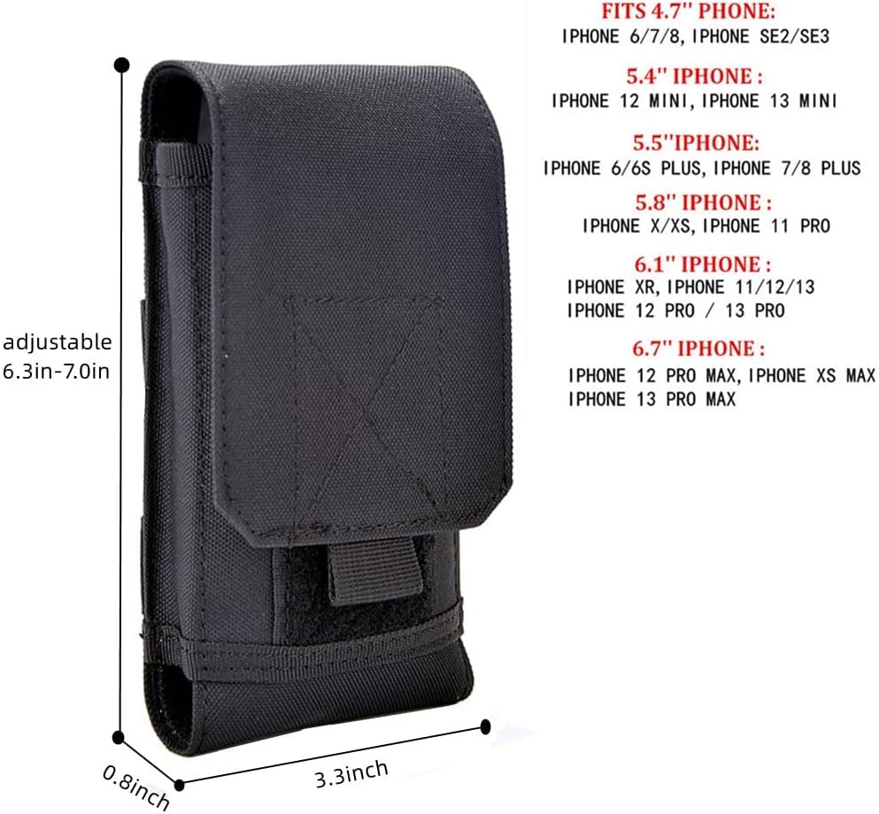 Universal Tactical MOLLE Holster Army Mobile Phone Belt Pouch EDC Security Pack Accessory Waist Bag Case Compatible Iphone 16 Pro X XS Max XR 7 8 6/6S plus Samsung Galaxy S24 S23 S22Plus image number 2