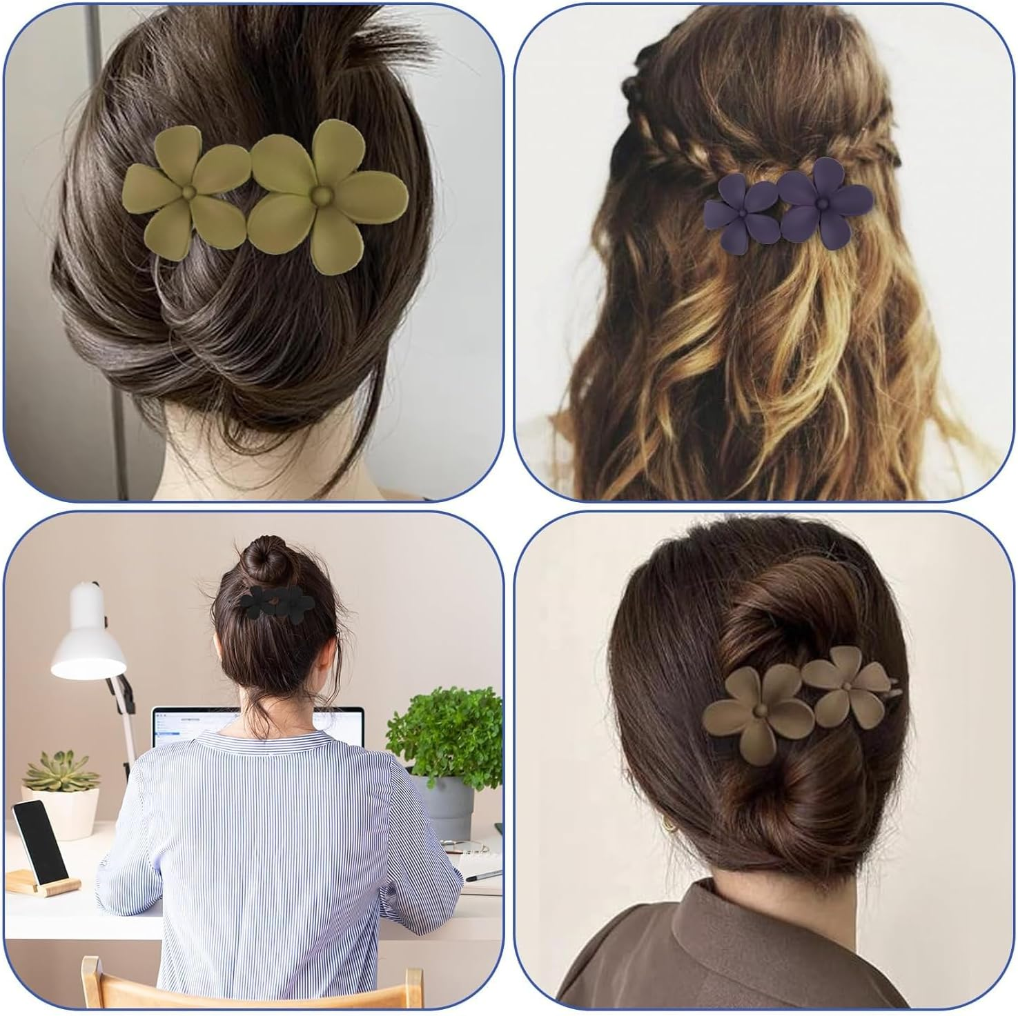 Flat Hair Clip Lay down Flower Hair Claw Clip,6Pcs Lay down Hair Claw Clip Flat Hair Clip,Flat Claw Clips Flower Hair Clips,French Flat Hair Clip Lay Flat Claw Clip Flower Flat Hair Clip for Girls image number 5