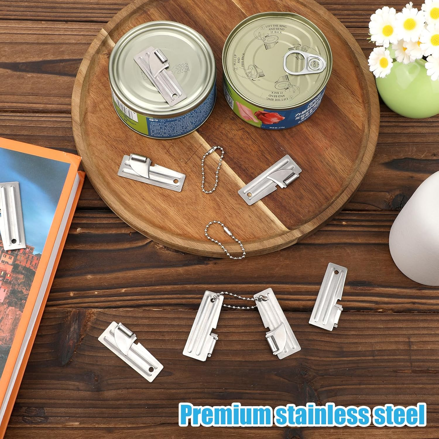 16Pcs P51 Can Openers, Stainless Steel Military Can Opener with Chains Manual Camping Can Opener Portable Emergency Can Opener Practical Survival Can Opener for Outdoor Travel Camping image number 2