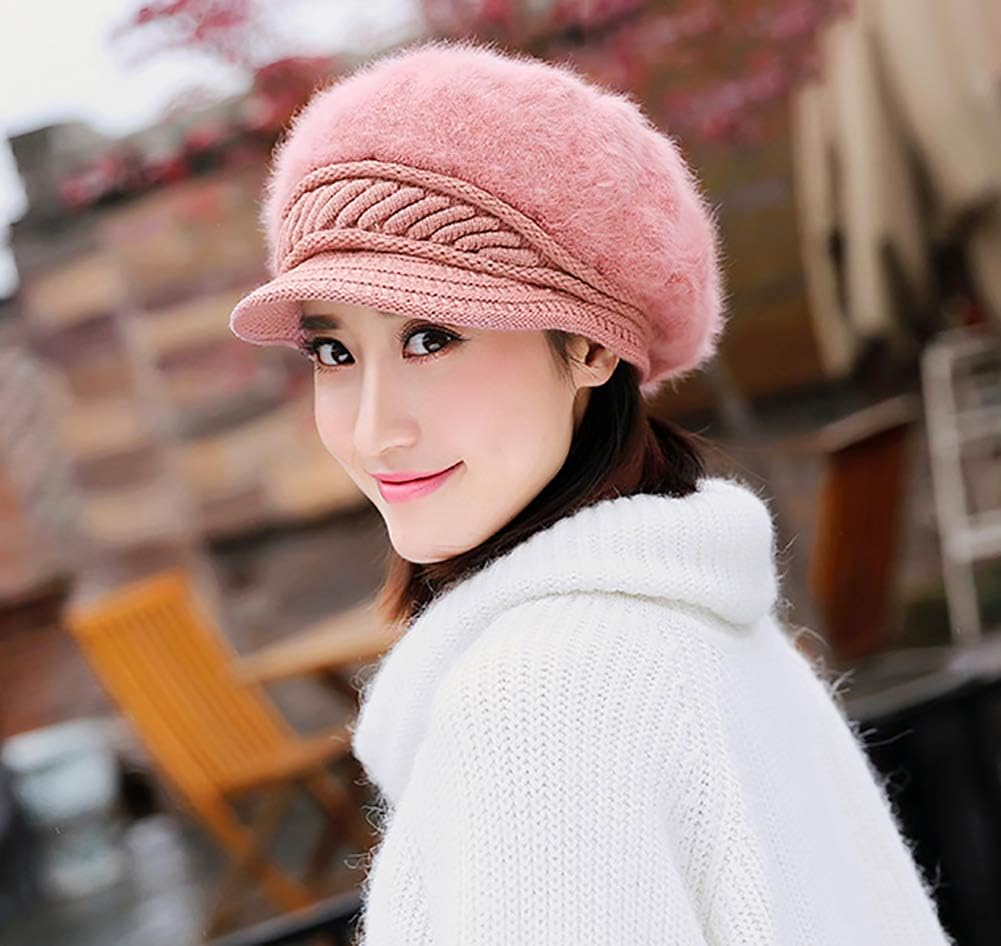 Loritta Womens Winter Warm Knitted Hats Slouchy Wool Beanie Hat Cap Visor - B-Beige image number 4