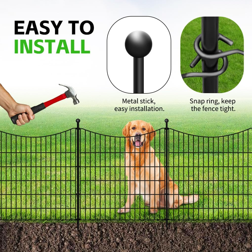 Springup 10 Panels Fence Outdoor No Dig for Yard Decorative Garden Fence Animal Barrier for Dogs Rustproof Metal Wire Garden Edging Fence and Borders Fencing Stakes image number 1