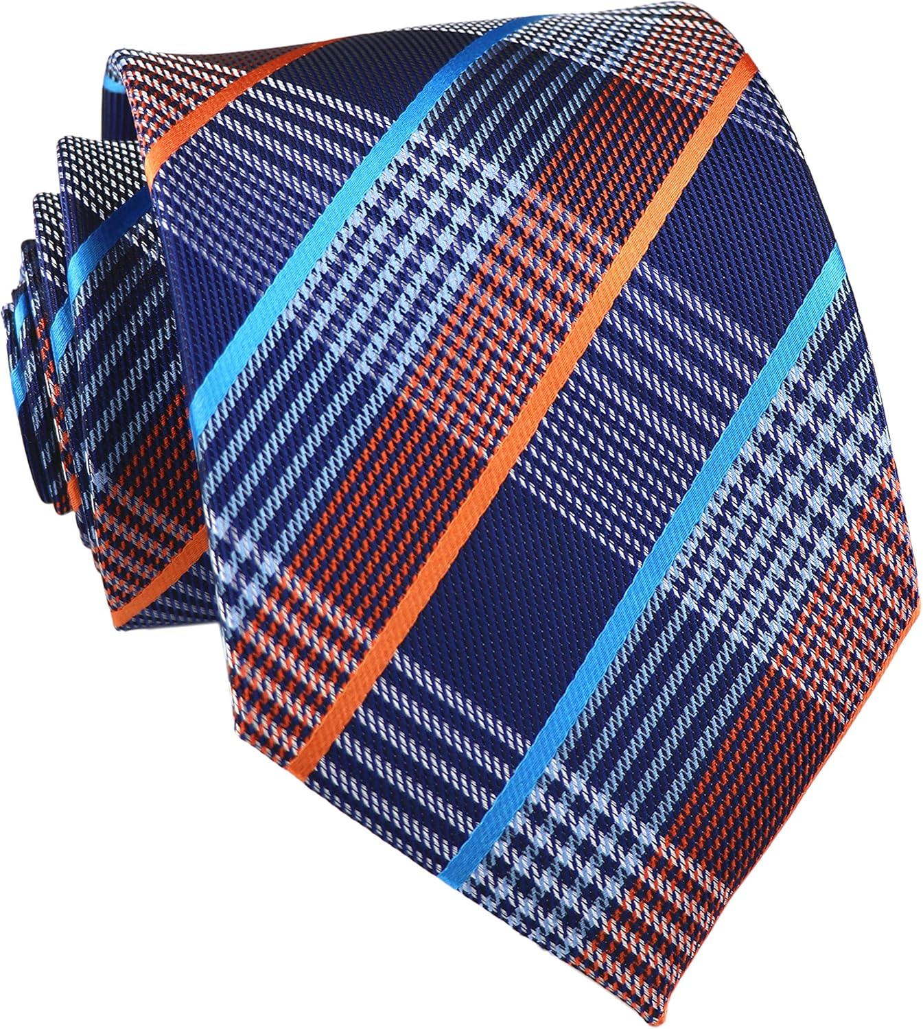 Elfeves Men Modern Tartan Formal Ties Checks Plaid Gingham Pattern Woven Necktie image number 3
