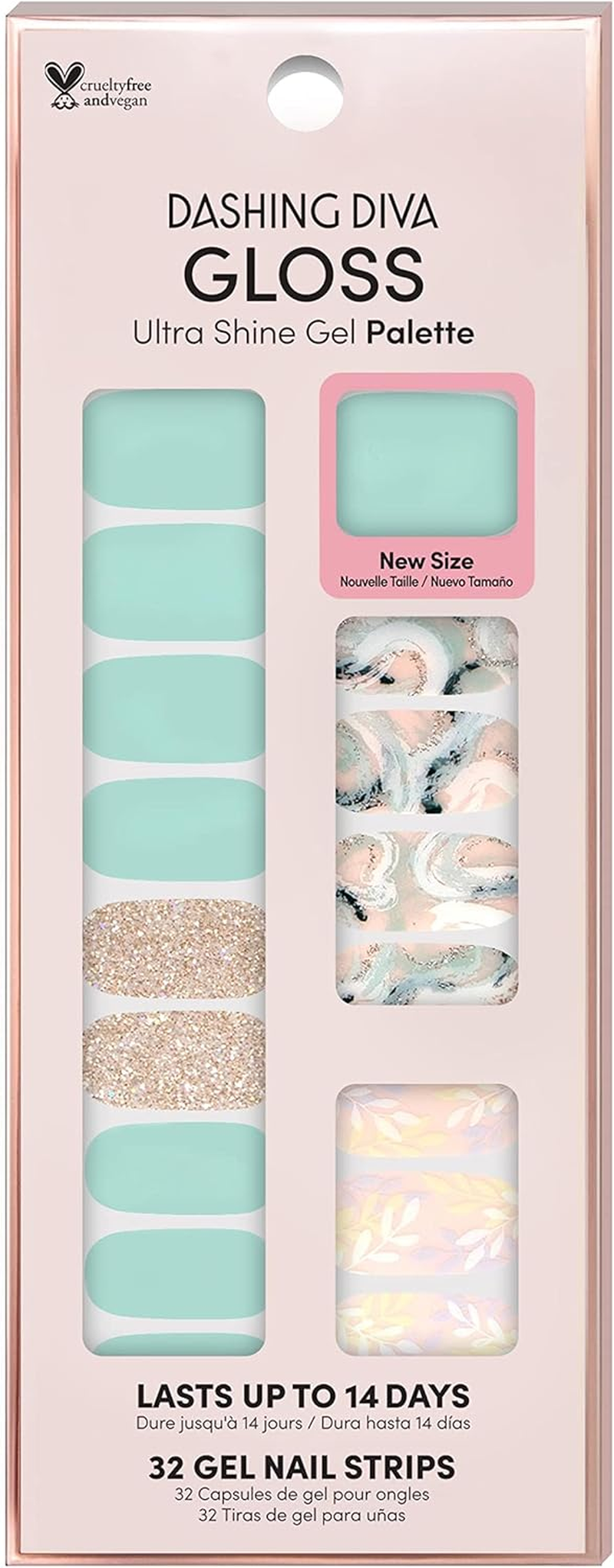 Dashing Diva Gloss Nail Strips - Blue Vixon | UV Free, Chip Resistant, Long Lasting Gel Nail Stickers | Contains 32 Nail Wraps, 1 Prep Pad, 1 Nail File