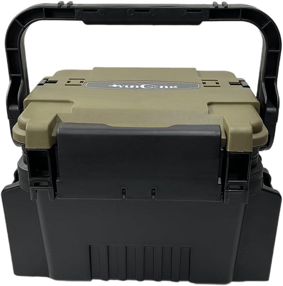 AIMALL Multifunctional Fishing Tackle Box &ndash; Large-Capacity Portable Gear Storage Case with 14 Compartments & Spacious Lower Section, Durable Impact-Resistant Plastic, 12.2In X 9In X 12.2In