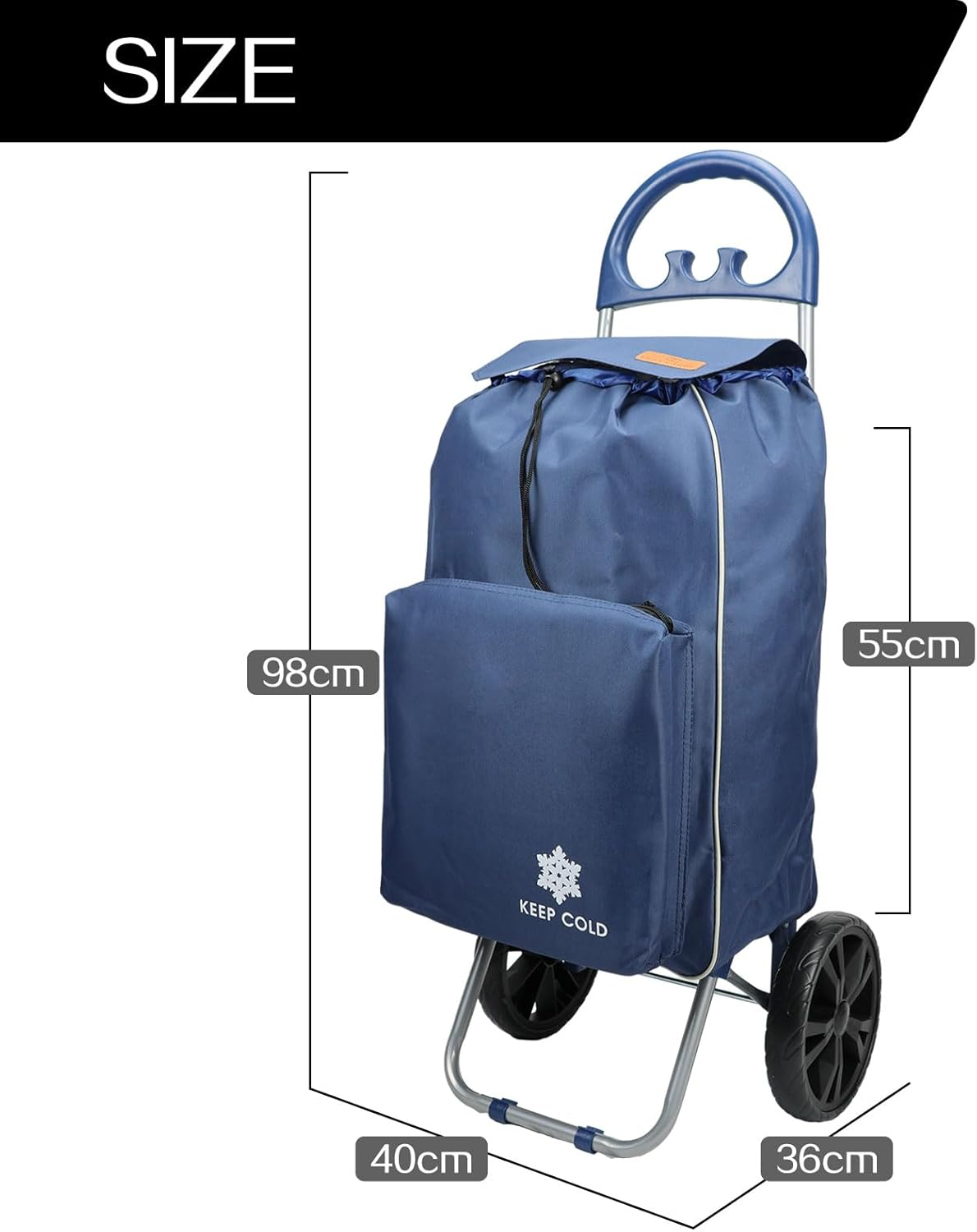Foldable Shopping Trolley,Aluminium Frame Shopping Cart Luggage with Bags, Dolly Grocery Cart with Plastic Handle (Blue) image number 4