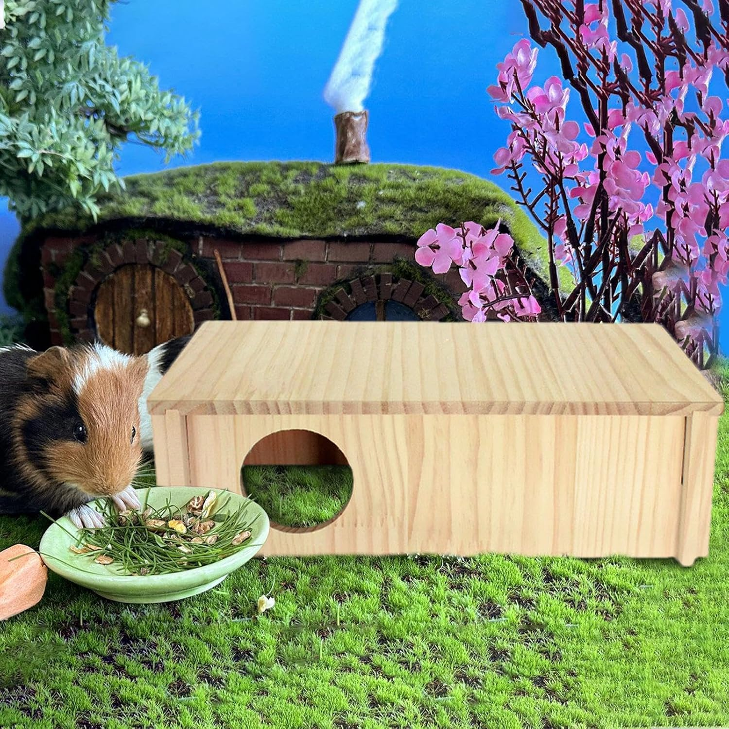 Multi-Chamber Hamster House Maze,Rectangle 2-Room Large Hamster Multi Chamber | Small Pets Woodland House for Dwarf Hamsters, Syrian Hamsters, Gerbils, Hedgehogs, Mice image number 5