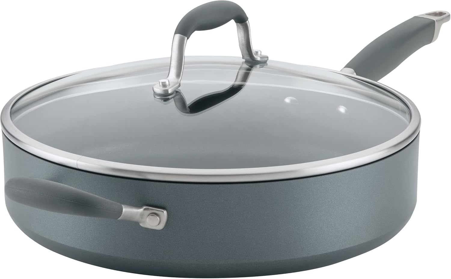 Anolon Advanced Home Non Stick 30Cm/4.98L Covered Saute Pan with Helper Handle, Frying Pan, Pots and Pans, Oven Safe, Onyx with Lid
