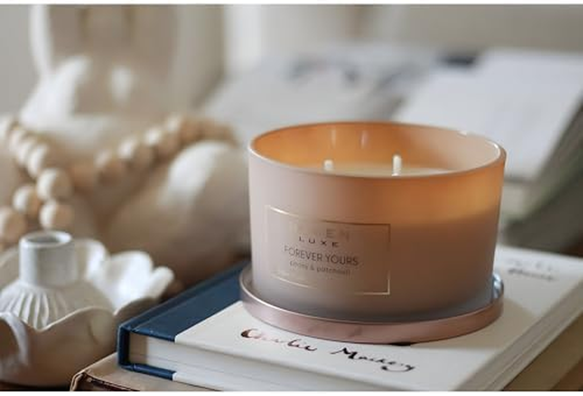 Haven Peony & Patchouli Scented Candle in Glass Jar - Clean-Burning Soy Wax Blend with Natural Cotton Wick - Long-Lasting Aromatherapy Candle for Home Decor & Fragrance image number 2