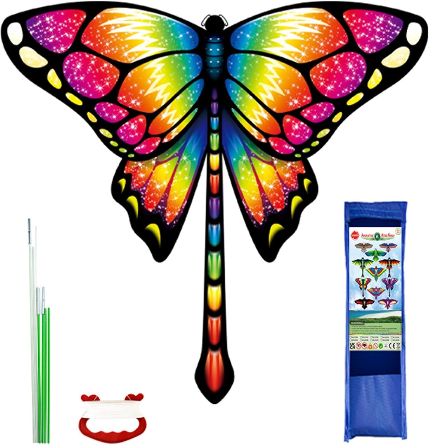 Hapurs Large Kite, Single Line Colorful Kites with Long Tail Beginner, Beach Kite with Winding Handle and Line for Kids and Audlts Beach Outdoor Park Games Activities