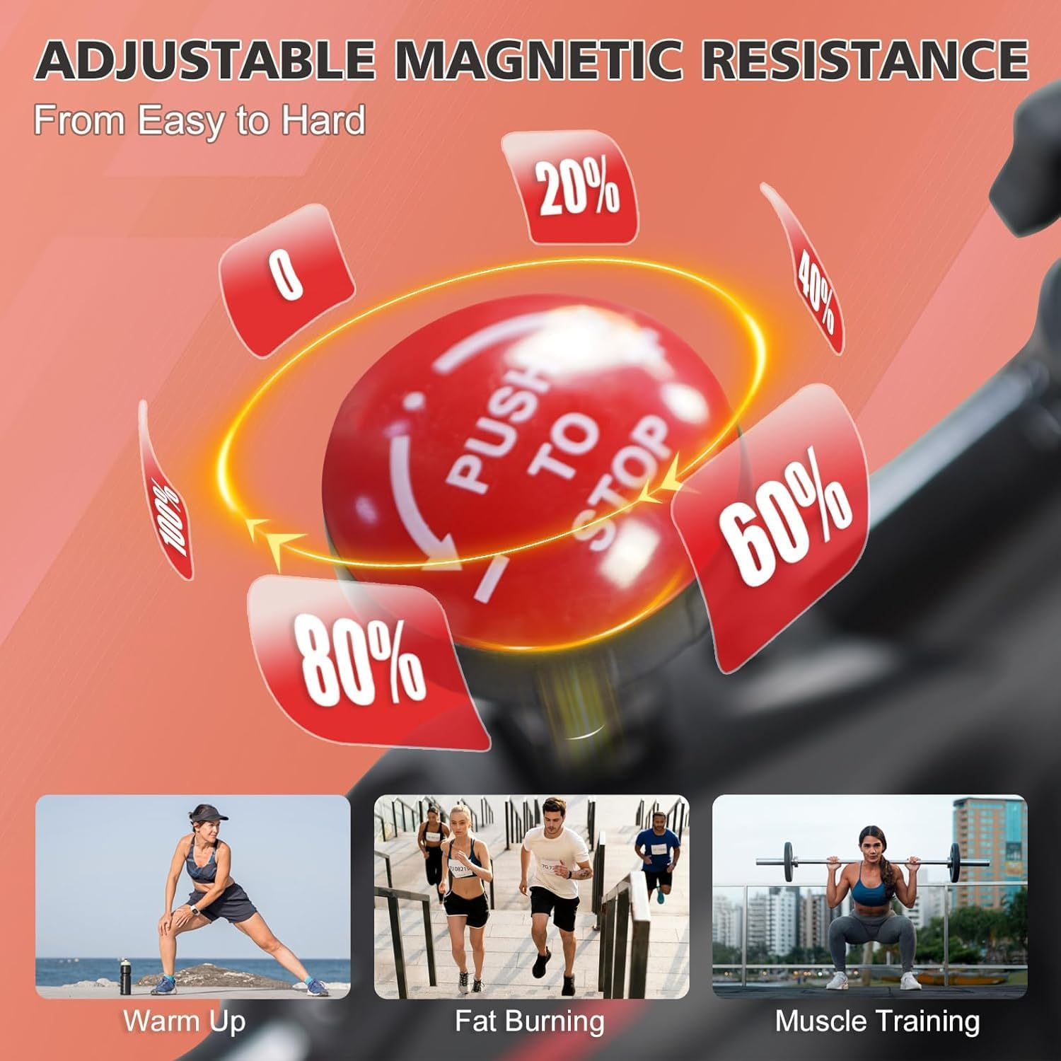 Hxgemu Magnetic Exercise Bike with APP, Stationary Bikes for Home, Ultra-Quiet Indoor Spin Bike with Heart Rate Monitoring & Smart Fitness App & Digital Display & 350 Lbs Capacity image number 2