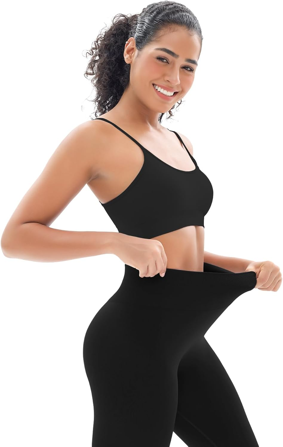 Seamless Workout Sets for Women 2 Piece Adjustable Strappy Sports Bra with High Waisted Butt Lifting Leggings Gym Sets image number 2