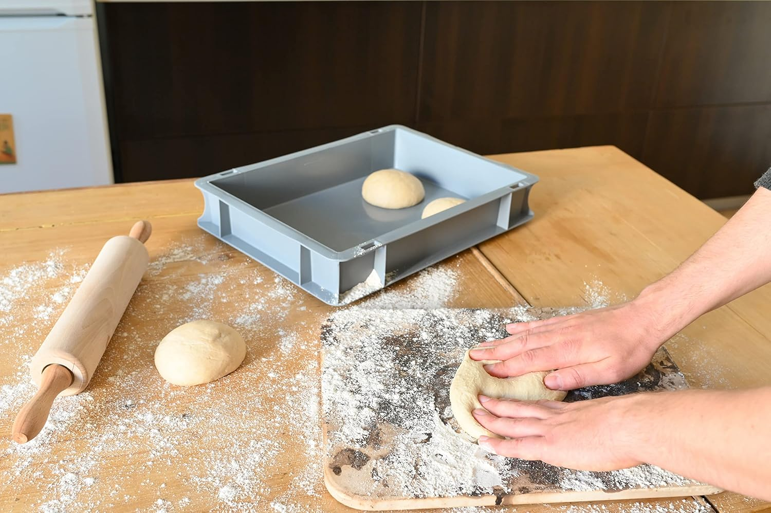 TOMASETTI Pizza Ball Box without Lid - Dimensions: 30 X 40 X 8 Cm - Dough Tray for Pizza and More - Stackable Fermentation Box for Sourdough