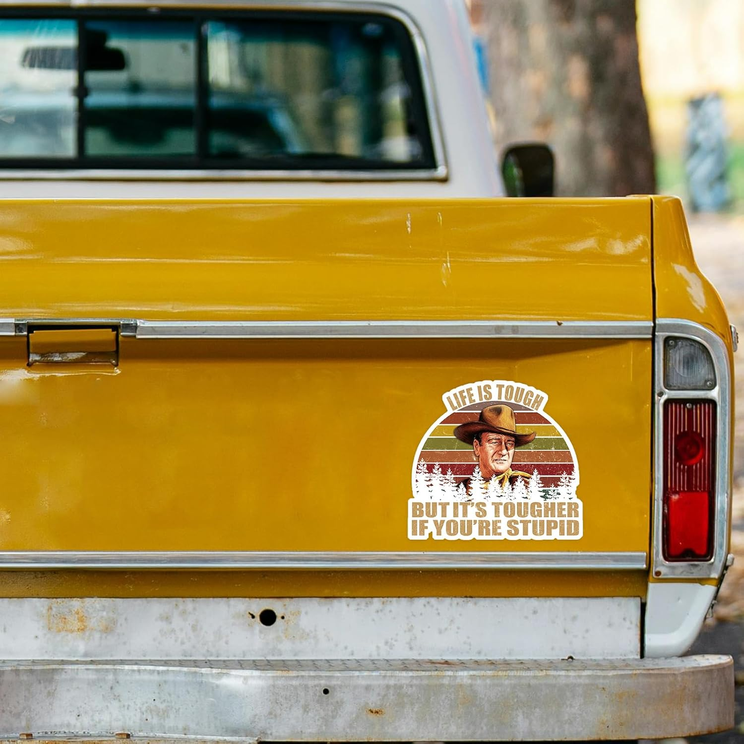 OCQOTAT Life Is Tough but It'S Tougher If You'Re Stupid Vintage Sunset Bumper Sticker Vinyl Decal 5 Inches-3 Pack Bright Funny Decals for Car Truck Van SUV Window Wall Cup Laptop Tumbler