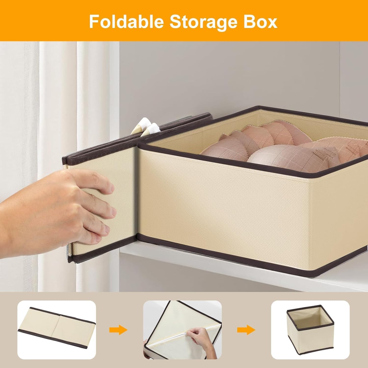 Doublecare 12 Pack Clothes Drawer Organizer, Foldable Drawer Organiser Clothes, Underwear Organiser for Clothes, Pants, Skirts, Socks, Underwears, Baby Clothing, Towel (Beige) image number 5