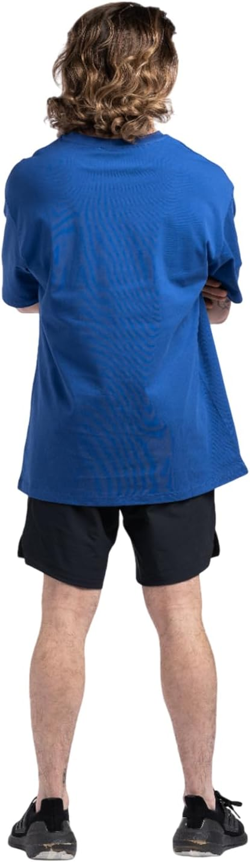 Innlete Premium 100% Cotton T-Shirt &ndash; Oversized Workout Tee, Unisex Casual Summer Top - Blue, Small image number 3