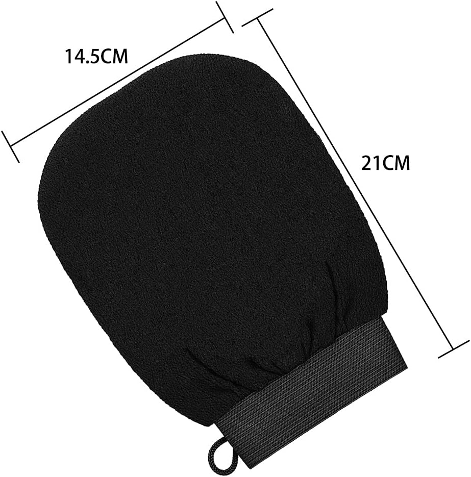 4 PCS Exfoliating Gloves, Exfoliation Scrubbing Mitt Black Deep Body Exfoliating Glove Dead Skin Remover Shower Body Scrub Gloves for Women and Men, Ingrown image number 3