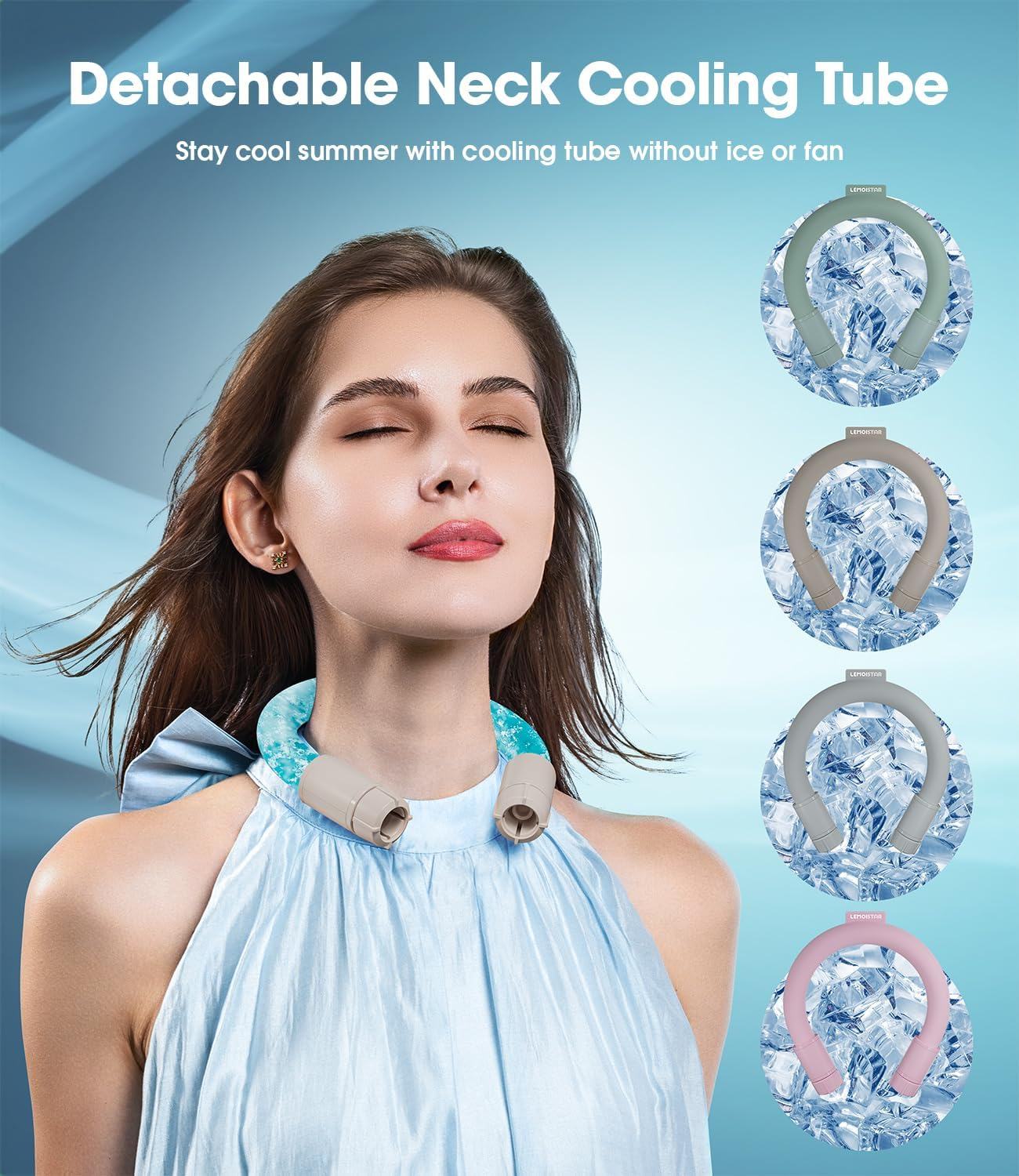 LEMOISTAR Portable Neck Fan, Hands Free Bladeless Fan, 360&deg; Cooling Personal Fan, Battery USB Rechargeable 3 Speed Adjustable Wearable Fan for Outdoor Indoor Office Travel Sports Women(Khaki) image number 5