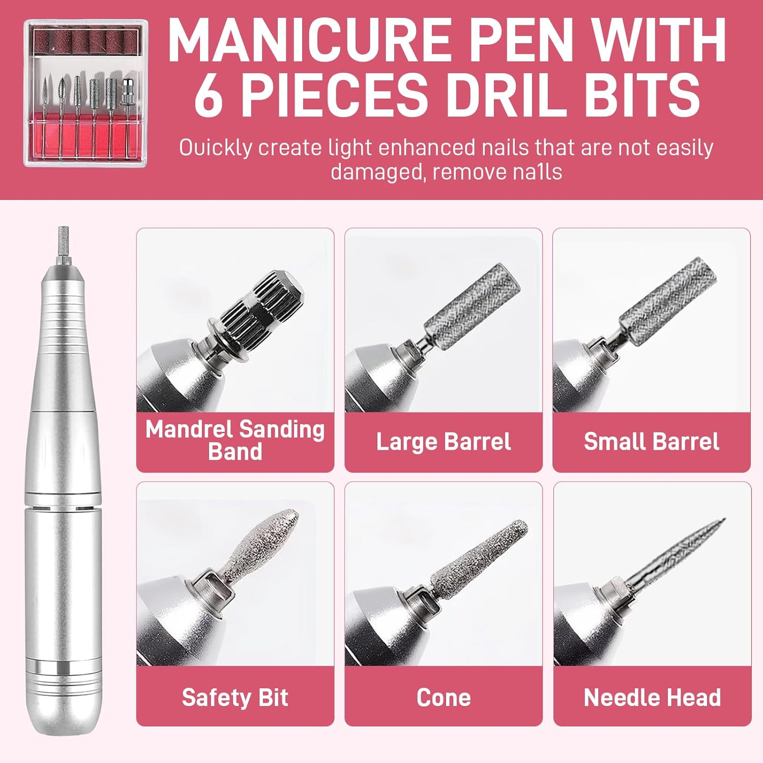 2-In-1 Cordless Nail Drill with Nail Lamp, Professional Rechargeable 45000 RPM Electric Nail File for Acrylic, Gel Nails, Manicure, Pedicure, Salon & Home Use image number 3