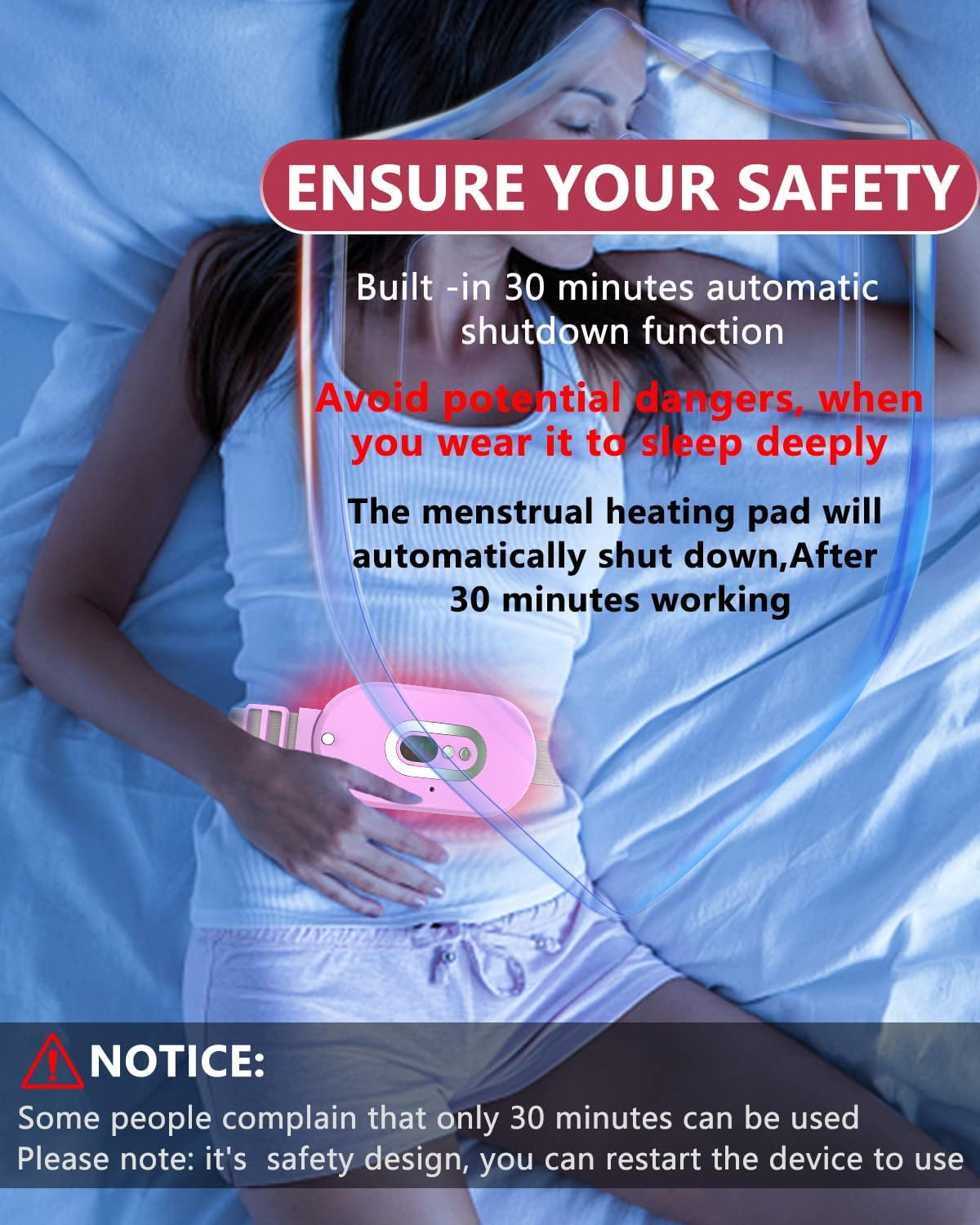 Cordless Menstrual Heating Pad, Portable Heating Pad Electric with USB, Portable Heating Pad for Pain Relief, Heating Massage Pad for Cramps, Heating Pad Belt with 3 Temperature Levels for Women image number 2