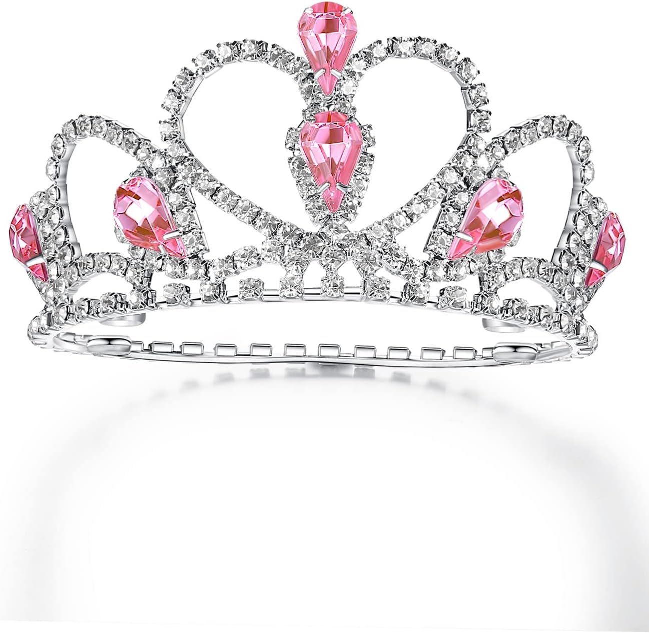 Lovelyshop Pet Series Pink Gem Rhinestone Dog/Cat Tiara Crown for Costume Hair Accessories -Medium Size