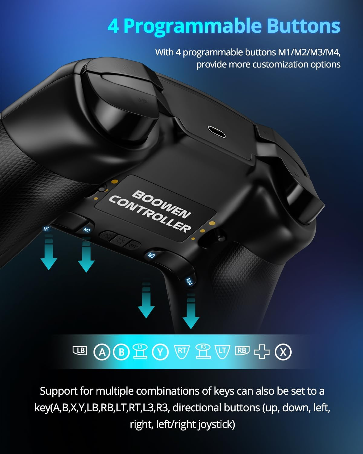 Kujian 2.4G Wireless Controller for Pc/Window/Switch/Oled/Lite/Android Compatible - Hall Effect Joysticks, Adjustable Hall Triggers, 1200Mah Long Battery Life, RGB Lights and Turbo (Black) image number 5