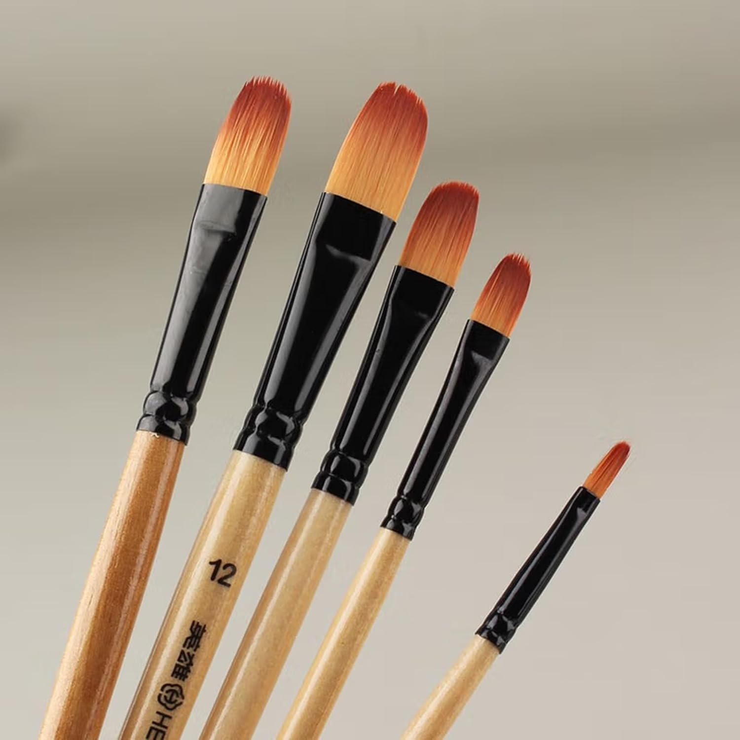 Artist Paint Brushes, Gouache Poster Colour Acrylic Watercolour, Hog round Bristles, Set of 5