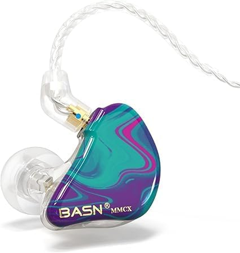 BASN MMCX Triple Driver In-Ear Monitors with Rich Bass, Hifi Stereo IEM Earphones with Upgraded Detachable Cables for Audiophiles Musicians(Purple Aurora) image number 5